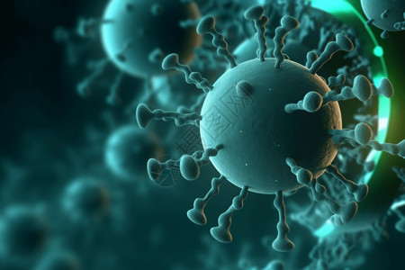 3d医学背景与dna链病毒细胞图片