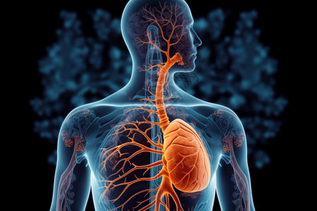 专业系统肺部透视图插画