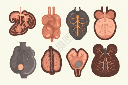 卡通人体肝脏器官背景图片