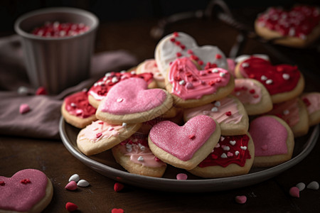 糖衣的情人节的糖饼干背景