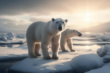 冰面上的北极熊图片