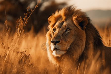 郊外草原上的狮子背景图片