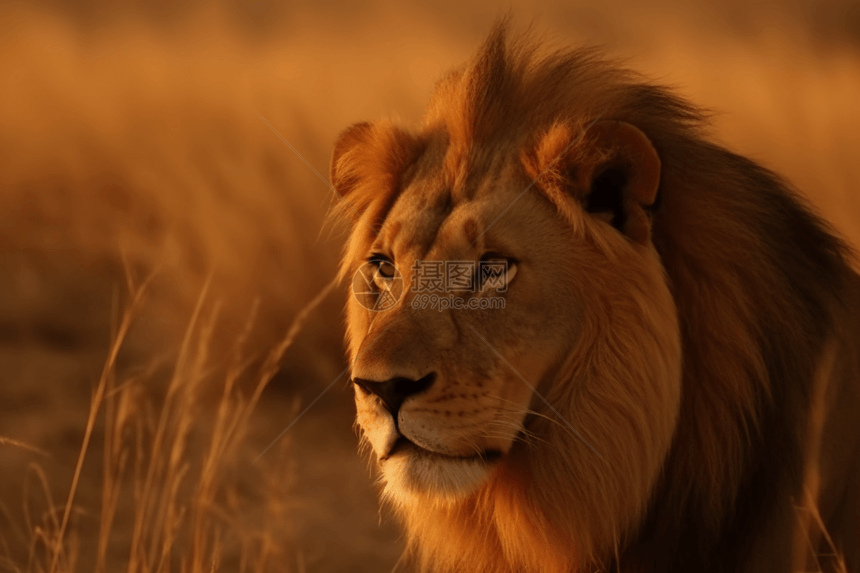 草原上雄伟的狮子图片