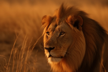 草原上雄伟的狮子背景图片