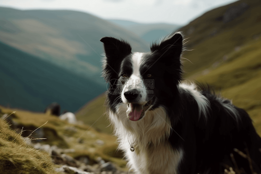 边境牧羊犬欣赏风景图片