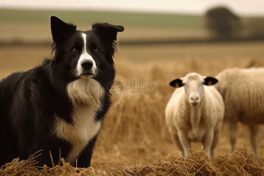 边境牧羊犬在牧羊图片