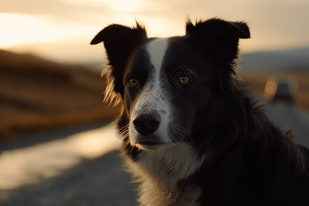 乡村的边境牧羊犬背景图片