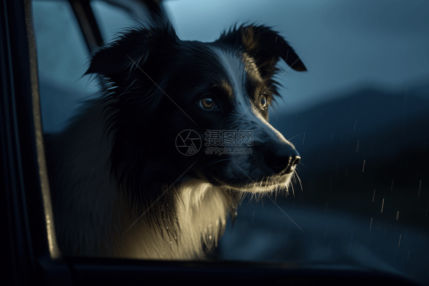 汽车中的牧羊犬图片