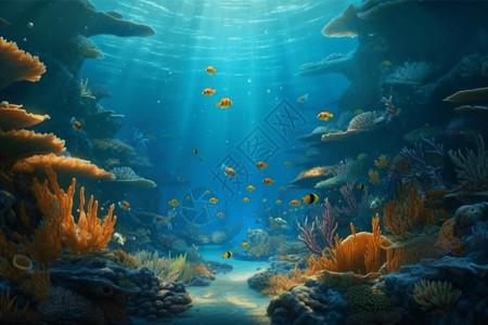 美丽鱼一群鱼在珊瑚礁中游泳背景