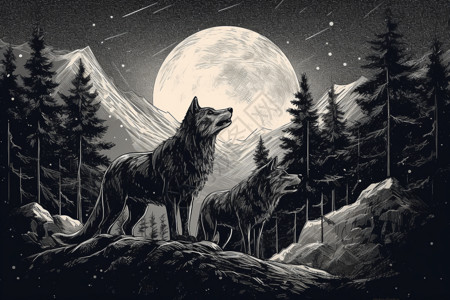 狼在森林里图片