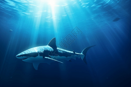 鲨鱼在海里游泳图片