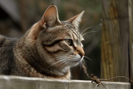 户外围栏的小猫图片