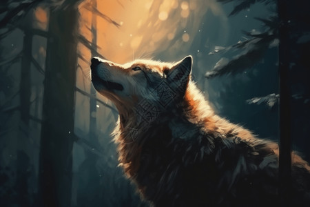 森林中的狼背景图片
