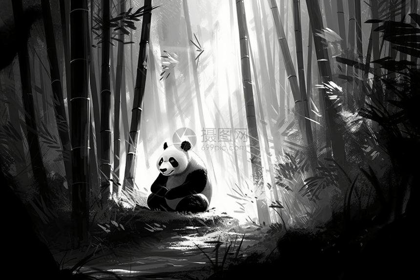 熊猫在竹林中图片