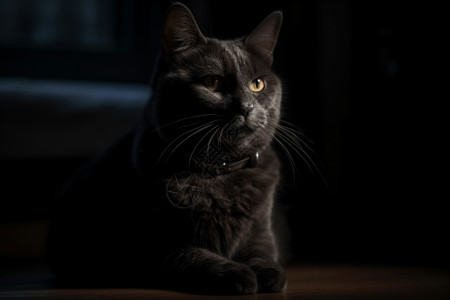 黑暗的宠物黑暗房间中的猫背景