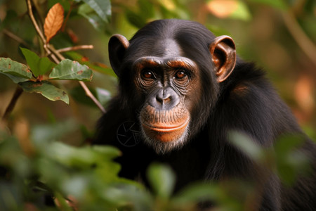 黑猩猩在森林中图片
