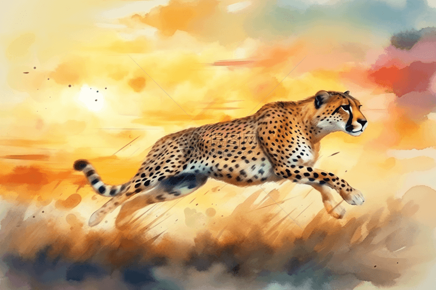 猎豹在大草原上奔跑图片