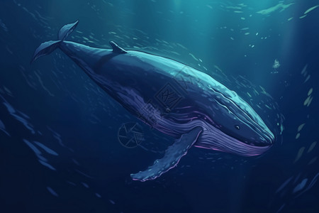 鲸鱼在大海中背景图片