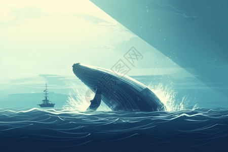鲸鱼在海洋中游泳图片