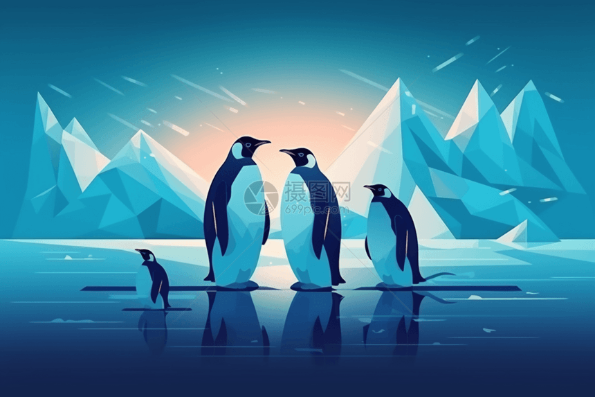 冰面上的企鹅图片