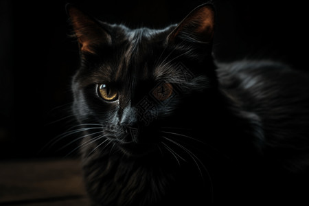 暗中观察猫黑暗中的猫咪背景
