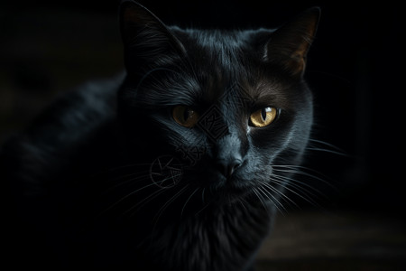 黑暗背景中的猫咪背景图片