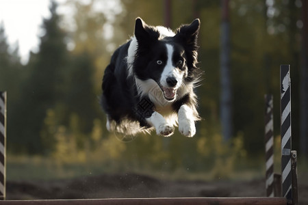 边境牧羊犬跨越障碍背景图片