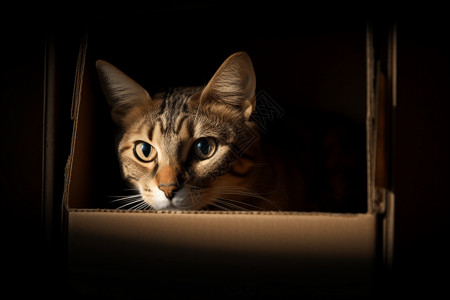 盒子里的宠物猫图片