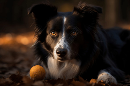 边境牧羊犬在城市公园背景图片