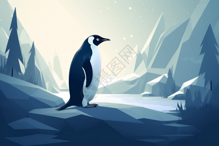 企鹅在南极背景图片