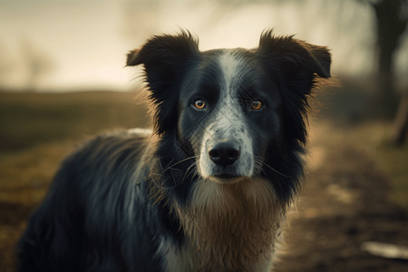 乡村忠诚的牧羊犬特写背景图片