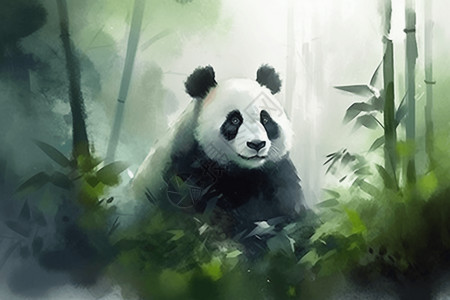 可爱熊猫的插画图片