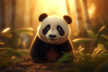 竹林中的熊猫背景图片