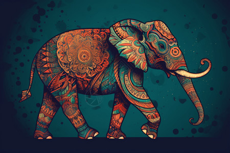 图形点缀大象的图形插图插画