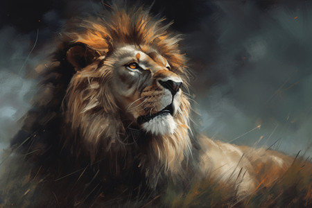 草原上的狮子插画图片