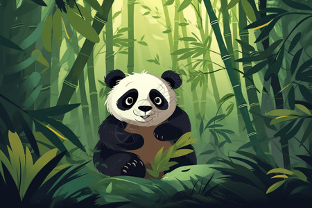 竹林中的熊猫高清图片