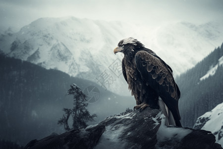 雪山中的老鹰图片