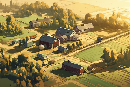 科技视野农庄的广阔视野插画