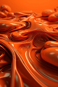 焦糖棒流体3D橙色抽象背景设计图片
