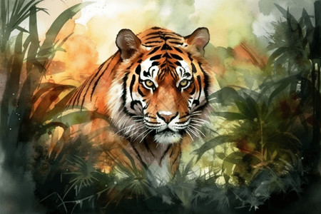 丛林中老虎的插图图片