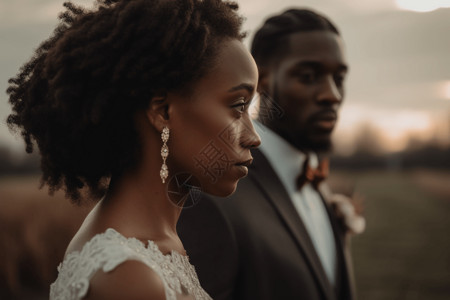 婚礼外国人黑人夫妇背景