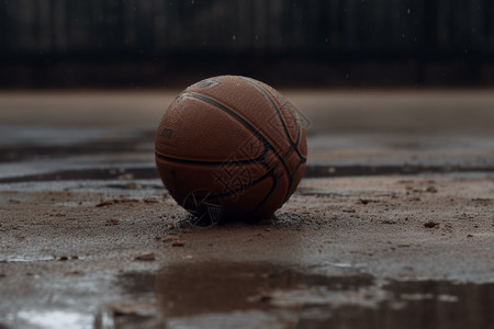 户外地上的篮球图片