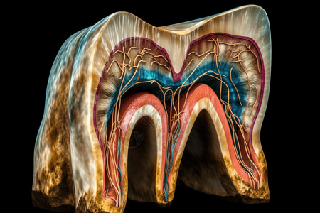 口腔解剖牙齿横截面结构设计图片