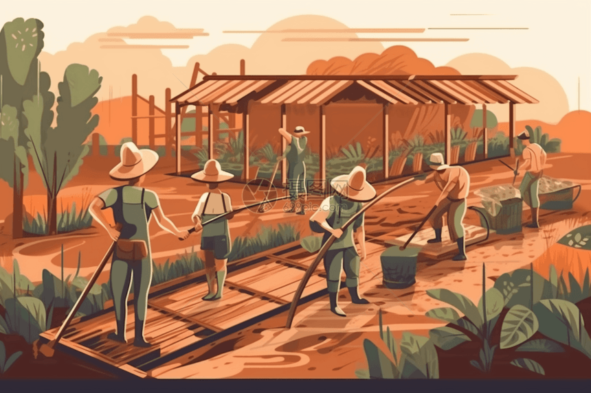 农民在田野中劳动图片