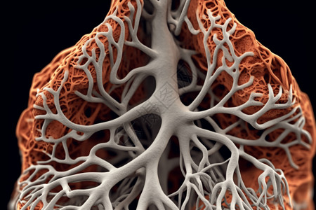 展示其结构和功能的3D肺部模型图片