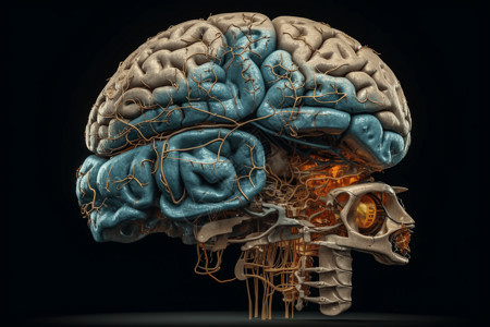 复杂的细节的3D大脑模型图片