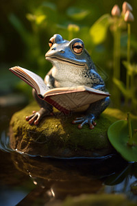 夏天荷塘小青蛙青蛙在夏天的池塘里背景