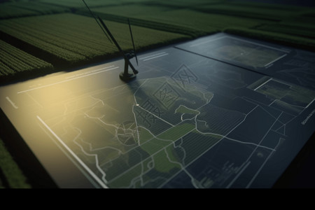 无人机扫描农场作物的视图背景图片