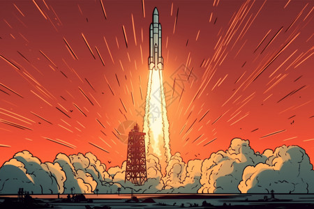 火箭升空的插图背景图片