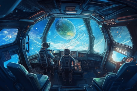 太空飞行员太空旅游3D卡通插图插画